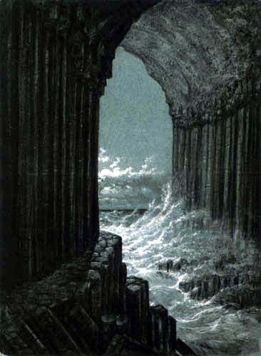 Carl Gustav-Carus (German 1789–1869) [Romanticism] View from the Fingal's Cave. Paintings Romanticism, Tom Riddle Aesthetic, German Romanticism, Riddle Aesthetic, Carl Gustav Carus, Romanticism Paintings, Romanticism Art, Fingal's Cave, Romanticism Artists