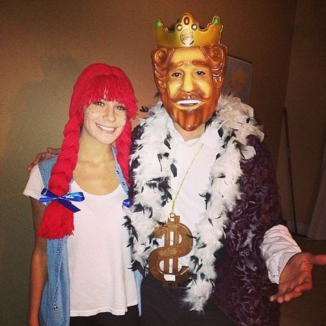 Wendy and the Burger King Burger King Costume, Wendy's Burger, Wendy Costume, Burger Costume, Food Halloween Costumes, King Costume, Couple Halloween, Couple Halloween Costumes, Burger King