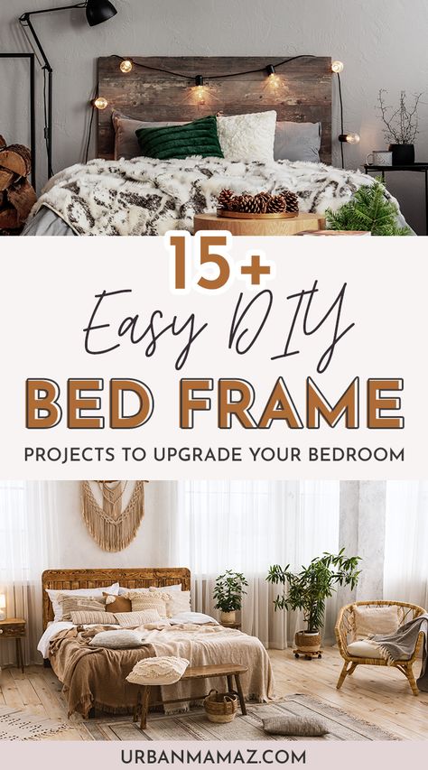 Easy DIY Bed Frame Inexpensive Bed Frame, Diy Queen Bed Frame With Headboard, Kids Bed Frame Ideas, Diy Bedframe Queen Easy, Diy Simple Bed Frame, Diy King Headboard Easy, How To Make A Bed Frame, Diy California King Bed Frame, Bed With No Headboard