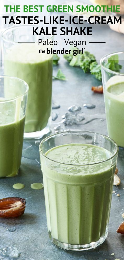 Keto Kale Smoothie, Kale Juice Recipes Blender, Keto Smoothy, Vegan Beverages, Smoothie Kale, Food Smoothies, Kale Smoothie Recipes, Breakfast Drinks, Detox Foods