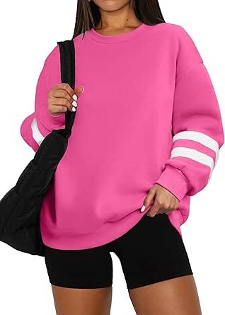 Oversized Pink Sweatshirt For Everyday, Affordable Oversized Winter Sweatshirt, Pink Oversized Crew Sweatshirt, Oversized Pink Crew Neck Sweatshirt, Trendy Workout Outfits, Hot Pink Sweatshirt, Pink Long Sleeve Halloween Sweatshirt, Womens Oversized Sweatshirts, Streetwear Chic