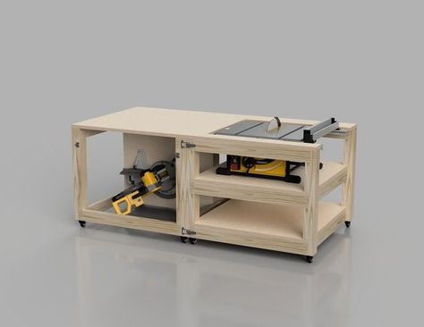 Table Saw Miter Saw Workbench Plans Modular Mobile Table Saw Miter Saw Workbench Digital Build Plans DIY - Etsy Mobile Mitre Saw Station, Miter Saw Workbench, Yard Tool Storage Ideas, Saw Station, Table Saw Station, Craftsman Table Saw, Mitre Saw Station, Table Saw Workbench, Miter Saw Table