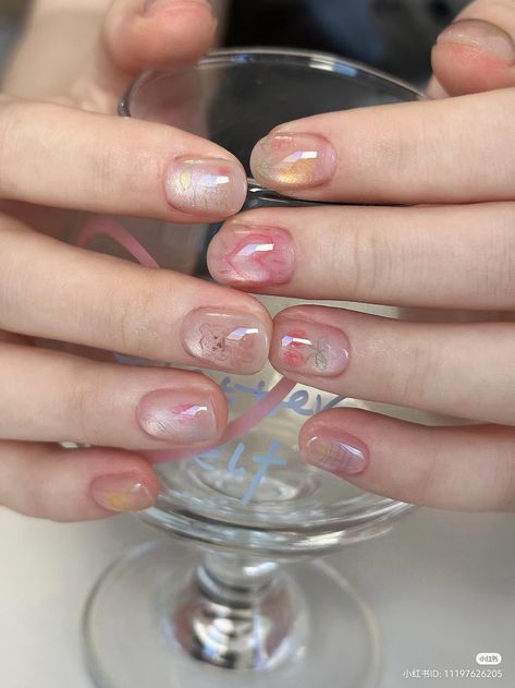 Light Pink Jelly Nails, Aesthetic Jelly Nails, Pink Jelly Nails, Douyin Nails, Jelly Nails, Nails Inspiration, Jelly, Acrylic Nails, Light Pink