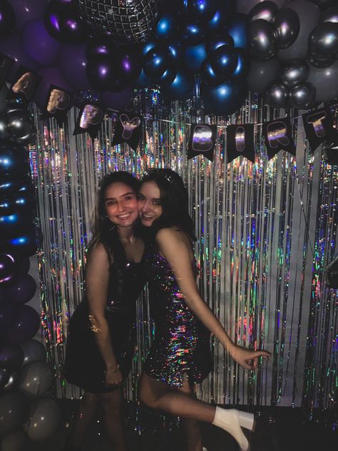 #bdayparty #discoparty #70s #aesthetic #18thbirthday #sisters Disco Bday Party, Disco Party Aesthetic, 18th Party Ideas, 17th Birthday Party Ideas, 14th Birthday Party Ideas, 15th Birthday Party Ideas, 18th Birthday Party Themes, Sweet Sixteen Birthday Party Ideas, 17th Birthday Ideas