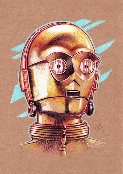 C3po Art, Star Wars Art Drawings, Star Wars Painting, Robot Hand, Bd Art, Star Wars Background, Color Drawing Art, Star Wars Drawings, Star Wars Tattoo