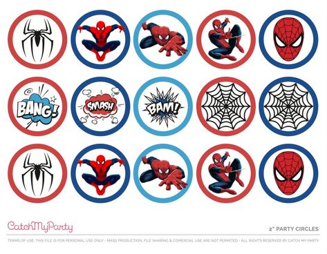 Make your cupcakes a hit by sticking each cupcake topper to a toothpick with a bit of glue or tape. Place them on your cupcakes and watch the magic unfold!See more party ideas and share yours at CatchMyParty.com Spiderman Birthday Printables, Spiderman Cupcakes Ideas, Spiderman Printables, Spiderman Cupcake Toppers, Spiderman Party Supplies, Spiderman Topper, Happy Birthday Spiderman, Spiderman Theme Party, Superhero Cupcake Toppers