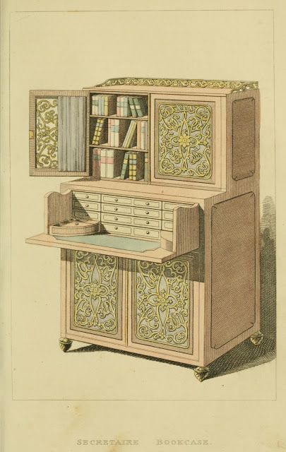 EKDuncan - My Fanciful Muse: Regency Furniture 1809 -1815: Ackermann's Repository Series 1 Regency Furniture, Cute Furniture, Century Decor, Arte Sketchbook, Vintage Interiors, Diy Cabinets, Miniature Furniture, Victorian Homes, Indoor Decor