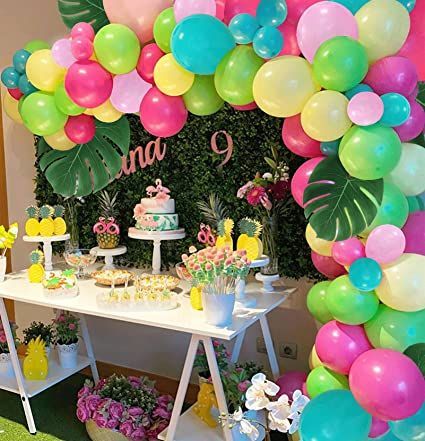 Moana Party Decorations, Moana Theme Birthday, Tropical Birthday Party, Luau Party Decorations, Aloha Party, Tropical Party Decorations, Balloon Arch Kit, Flamingo Birthday Party, Luau Theme Party