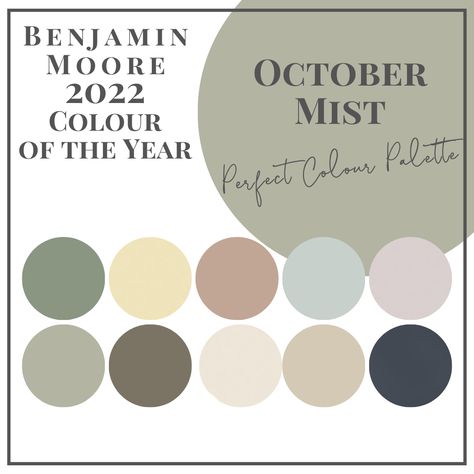 2022 Colour of the Year: October Mist - Perfect Colour Palettes - Claire Jefford Benjamin Moore Paint Colours, October Mist, French Country Color Palette, French Country Colors, Palladian Blue, Benjamin Moore White, Best White Paint, House Color Palettes, Paint Colors Benjamin Moore