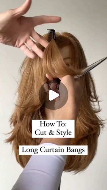 How To Cute Curtain Bangs Long Hair, Long Bangs Style, Beef Curtains Hair, Diy Curtain Bangs Long Hair, Curtain Bangs With U Cut, Layered Long Bob Curtain Bangs, Curtain Bangs Long Hair Diy, Apple Haircut For Women, Curtain Fringe Bangs Long Hair