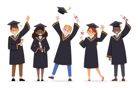 Happy Students Celebrating Graduation Graduation Cartoon, Nike Background, Party Illustration, School Vector, Flower Background Design, Happy Students, Wedding People, Cityscape Photos, Hard Work And Dedication