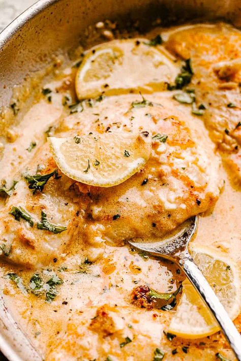 This Skillet Tilapia with creamy lemon sauce tastes like summertime. The fresh garlic, herbs and tender flaky fish makes this the best tilapia recipe ever! Sauce For Tilapia, Skillet Tilapia, Best Tilapia, Best Tilapia Recipe, Easy Cream Sauce, Creamy Lemon Butter Sauce, Fried Tilapia Recipes, How To Cook Tilapia, Tilapia Recipes Easy