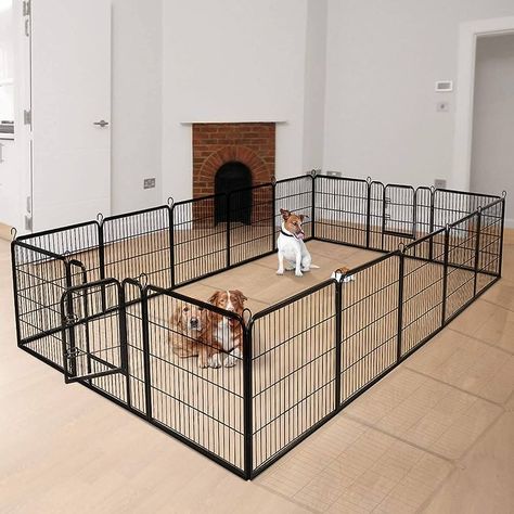 UNDERDOG Extra Heavy Duty Puppy Play Pen 16 x Panel Playpen Indoor/Outdoor Dog/Puppy Whelping Pen Pens (16 Panel 80x60cm) : Amazon.co.uk: Pet Supplies Rv Dog Fence, Dog Pen Outdoor, Puppy Whelping, Outdoor Dog Runs, Dog Whelping Box, Dog Enclosure, Pet Playpens, Dog Pens, Puppy Playpen