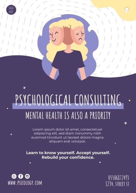 Hand-drawn Psychological Consulting Flyer Design Psychology, Menu Maker, Presentation Maker, Invitation Maker, Photo Collage Maker, Social Media Schedule, Sticker Maker, Brand Kit, Branding Your Business