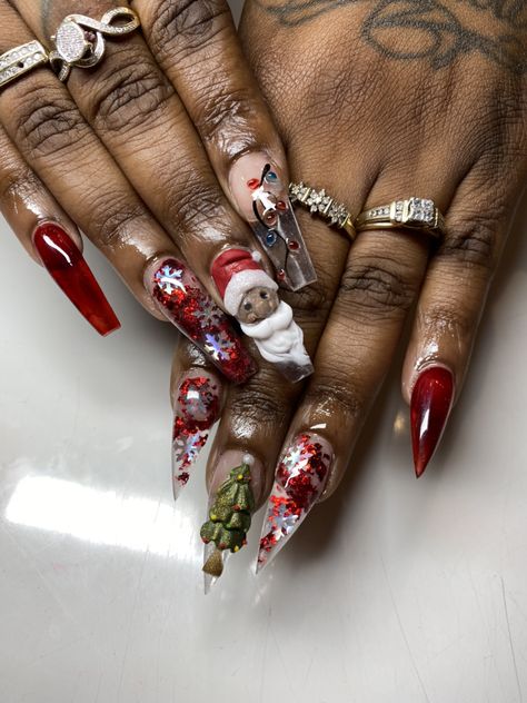 Santa Nails, Santa Baby, Color Block, Nails, Beauty, Color