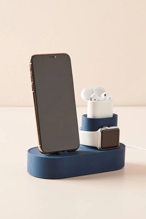 Best Gifts From Anthropologie Under $100 | POPSUGAR Smart Living Sony Mobile Phones, Apple Charging Station, Phone Charger Station, Apple Watch And Airpods, Tech Organization, Nightstand Organization, Apple Smartphone, Airpods Apple, Tech Ideas