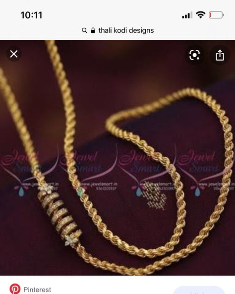 Thali Kodi, Thali Design, Thali Chain, Tiger Nails, Jewelry Necklace Simple, Pendant Designs, Black Beads Mangalsutra Design, Daily Wear Jewellery, Modern Gold Jewelry