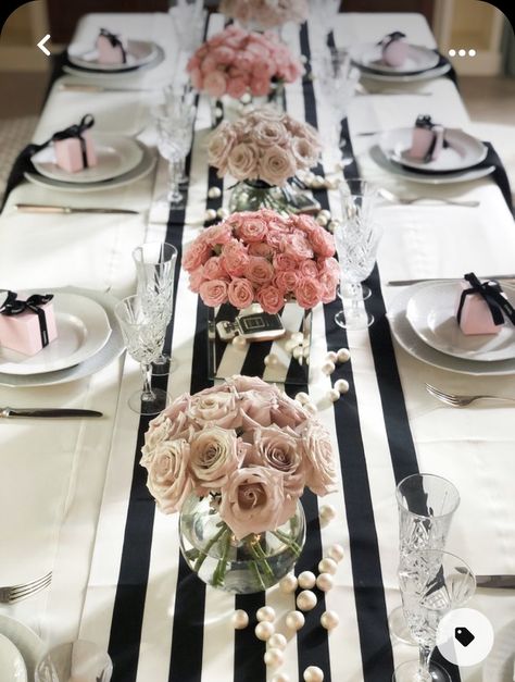 Vintage Chanel Party, Chanel Aesthetic Birthday, Chanel Themed Bridal Shower Ideas, Diy Chanel Party Decorations, Chanel Theme Bridal Shower, Chanel Bday Party Ideas, Fashion Birthday Party Ideas For Women, Chanel 40th Birthday Theme Parties, Paris Theme Bridal Shower Ideas Decor