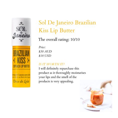 Sol De Janiero Brazilian Kiss Lip Butter Review Brazilian Kiss, Peach Lips, Lip Butter, Lip Care, Sephora, Violet, Kiss, Butter, Moisturizer