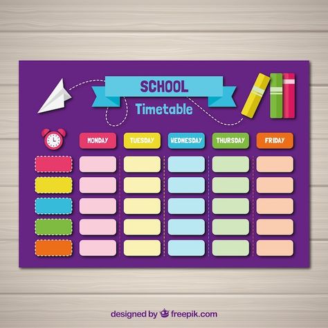 School timetable template with flat desi... | Premium Vector Class Timetable Ideas Classroom Displays, Time Table Chart Ideas For Classroom, Timetable For School, School Timetable Template, Timetable Design, Timetable Ideas, Daycare Curriculum, Class Timetable, Timetable Template