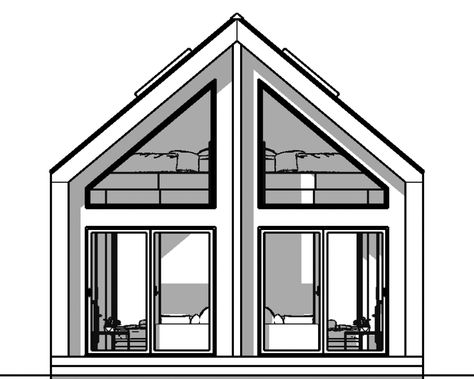 Small Concrete House Plans, Duplex Elevation, Small House Kits, Getaway Cabin, Duplex Floor Plans, Duplex Plans, Tiny House Talk, Loft Kitchen, Duplex Design