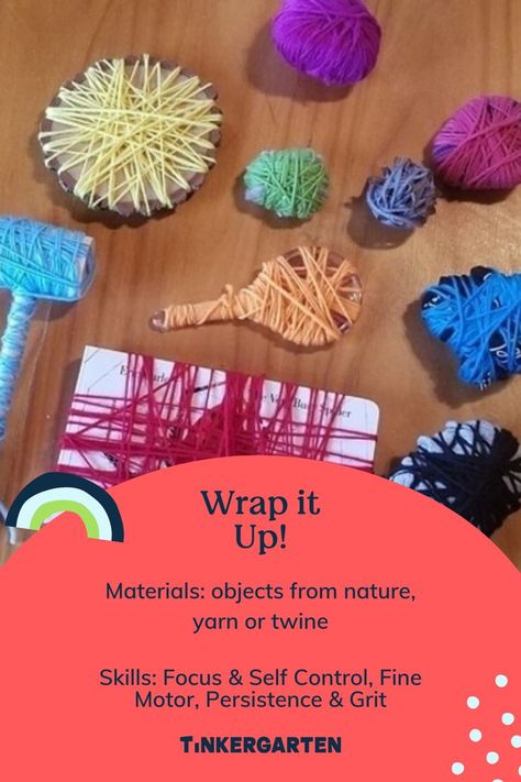 Objects wrapped in yarn ready for kids to unwrap Enclosing Schema Activities, Yarn Activities For Preschool, Painted Playground, Inside Activities, Open Ended Art, Curiosity Approach, Preschool Room, Cognitive Activities, Learn Through Play