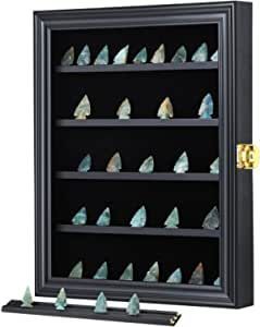 KCRasan Arrowhead Display Case Native American Arrowhead Shadow Box Wall Mount Arrowhead Collection Display Cabinet with Uv Protection for Agate Opal Crystal Stone Arrowheads Spear Points Black Small Stone Collection Display, Display Arrowheads Ideas, Arrowhead Display, Native American Proverbs, Golf Ball Display Case, Golf Ball Displays, Shadow Box Wall, Items For College, Miniature Display