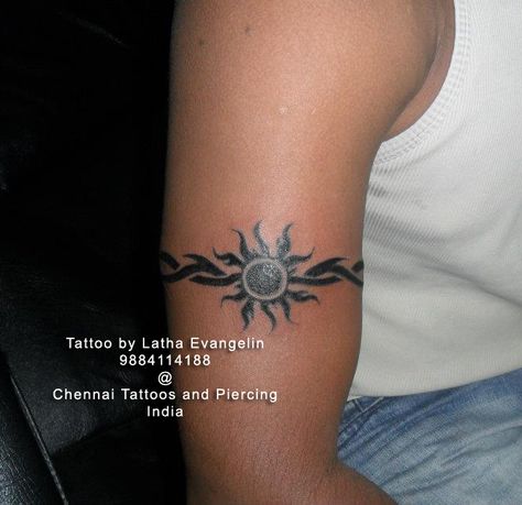 #lathaevangelin #tattoo #tattoos #ink #inked #tattooart #inkart #tattooink #sun #suntattoo #suntribaltattoo #tribaltattoo #tattoodesign #chennaitattoo #chennaitattooshop #chennaitattooartist #chennai #vikramtattoo #tamilactorvikramtattoo #vikramarmtattoo Sun Armband Tattoo, Sun Arm Band Tattoo, Sun Men Tattoo, Fire Arm Band Tattoo, Sun Band Tattoo, Tattoo Ideas For Men Thighs, Mexican Trible Tattoos, Forearm Band Tattoo For Women, Band Tattoo Forearm