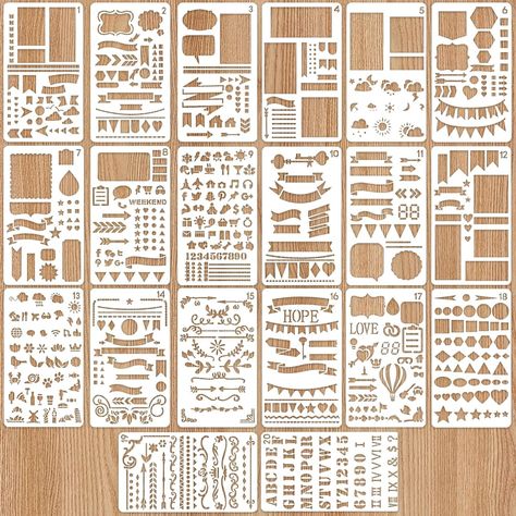 Amazon.com : 20 Pcs Journal Stencils, Bullet Journal Stencils for Journaling DIY Drawing Templates, Planner Stencils Accessories for Notebook Cards Scrapbook (20 Journal) : Arts, Crafts & Sewing Planner Stencils, Journal Stencils, Bullet Journal Accessories, Bullet Journal Stencils, Journal Accessories, Diy Drawing, Drawing Templates, Planner Bullet Journal, Crafts Sewing