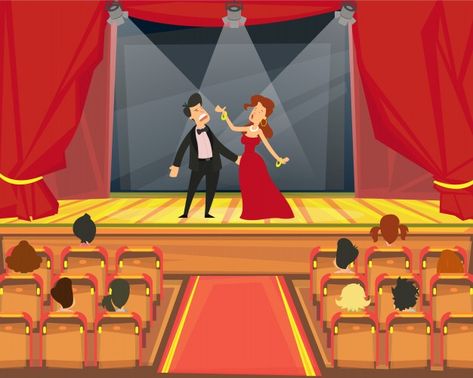 Spectators watch representation in the t... | Premium Vector #Freepik #vector #music #star #woman #man Theater Illustration, Theater Scene, Theatre Illustration, Theatre Faces, Drama For Kids, Scene Illustration, Theatre Sign, Theatre Scene, Drama Theatre