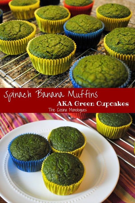 Spinach Banana Muffins, Green Cupcakes, Clean Eating Desserts, Healthy Sweets Recipes, Kids Recipes, Banana Muffins, Healthy Sweets, Sweets Recipes, Muffin Recipes