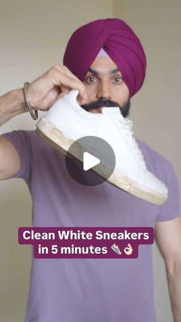 Santwinder on Instagram: "Try this hack to clean white shoes in 5 mins 👌🏻 Save for later. 
.
Follow @santwinder_singh_waraich 
#clean #shoes #white #shoecleaning #sneakercleaning #shoecare #hack #fashionhacks #stylehacks #fashiontips #fashiontipsformen" How To Clean Your Sneakers, Shoe Cleaning Hacks, Cleaning White Shoes, Clean White Shoes, Clean White Sneakers, How To Clean White Sneakers, Sneaker Cleaning, Clean Hacks, How To Clean White Shoes