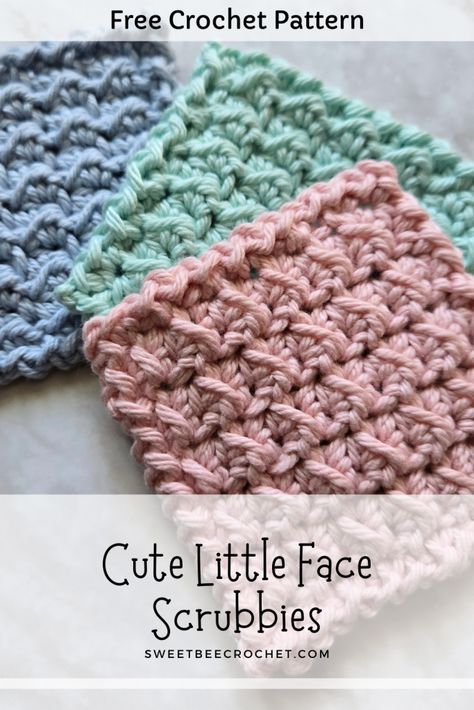 Crochet Face Scrubbies - Sweet Bee Crochet Scrubby Yarn Patterns, Lightweight Crochet Scarf, Scrubby Yarn Crochet, Crochet Washcloth Free Pattern, Crochet Face Scrubbies, Crochet Washcloth Free, Scrubbies Crochet Pattern, Crochet Washcloths, Bee Crochet