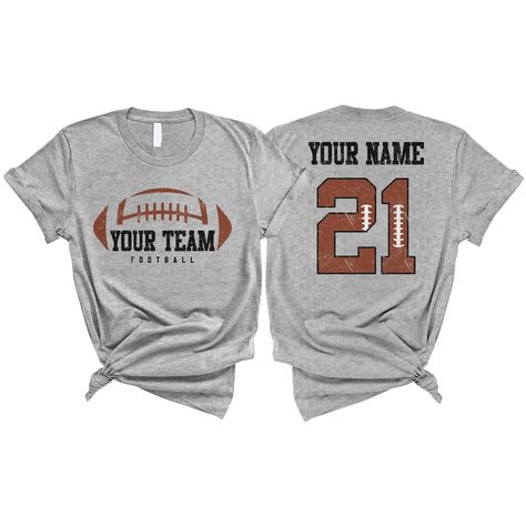 PRICES MAY VARY. PERSONALIZED T-SHIRT: A personalized Football T-shirt with name and shirt number will be the perfect gift for baseball lovers, mom, daughter, sister, niece, Wife, girlfriend,... Click on "Customize Now" and and start designing your unique shirt. MATERIAL: Solid colors are 100% cotton ( Black, White, Navy , Forest Green). Dark Heather colors are 50% cotton, 50% polyester. Sport Grey and Athletic Heather 90% cotton, 10% polyester. Color Dark Gray Heather and Heather Mauve 52% cott Football Girlfriend Shirts, Football Coaches, Football Girlfriend, Custom Football Shirts, Football Ideas, Gifts For Baseball Lovers, Girlfriend Shirt, Dark Heather Color, Girlfriend Shirts