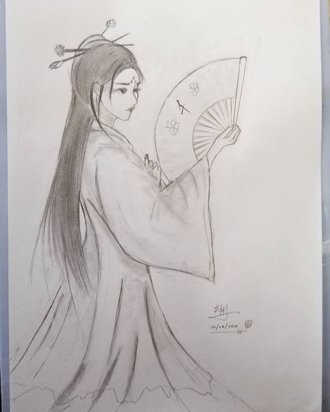 Ancient Chinese Girl Drawing, Chinese Drawing Traditional, Chinese Sketch, Dancing Sketch, Easy Dragon Drawings, Chinese Drawing, Fast Drawing, Chinese Drawings, Girl Drawing Easy