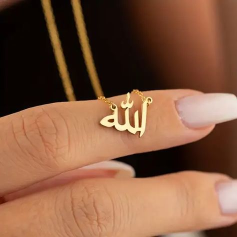 Creative Stylish Stainless Steel Arabic Special Symbol - Temu United Kingdom Allah Necklace, Allah Pendant, Islamic Jewelry, Special Symbols, Pendant Gold, Letter Necklace, Gold Pendant, Girl Gifts, Elegant Design