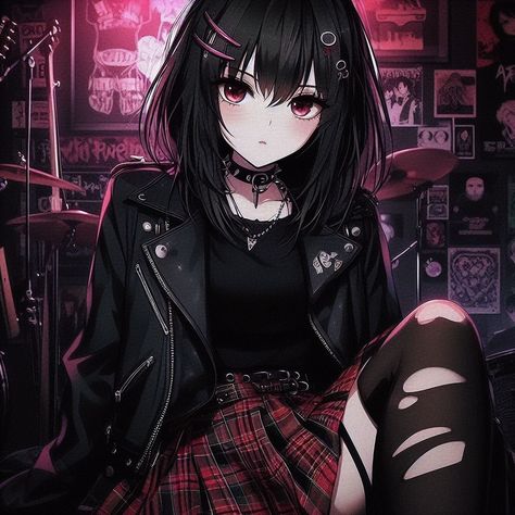 Emo Anime Female, Anime Goth Outfits, Goth Anime, Animes Emo, Tomboy Art, Anime Goth, Quirky Girl, Anime Stars, Cool Anime Guys