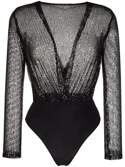 Formal Gala Dress, Deep V Bodysuit, Sequin Embellishment, Designer Blouses, Gala Dresses, Women Long Sleeve Tops, Black Bodysuit, Black Sequins, Alchemy