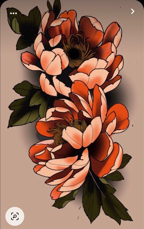 Japanese Peony Tattoo, Tattoo Japonais, Ink Tattoo Design, Red Tattoo Ideas, Red Ink Tattoo, Japanese Flower Tattoo, Traditional Tattoo Designs, Animal Tattoo Ideas, Flower Tattoo Drawings