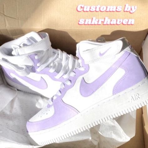 2-3 Weeks Processing One Of A Kind Shoe No Cancellations, Please Do Not Order If You Cannot Wait The Time. Scratch Proof And Waterproof Please Choose Womens Size Brand New W Box Purple Shoes Aesthetic, Light Purple Quince, Nike Mids, Shoes For Kids Girl, Shoes For Teen, Purple Nike Shoes