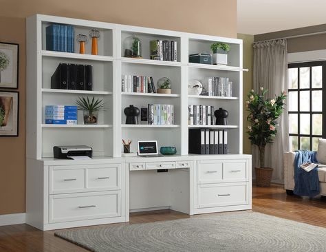 Library Desk, Office Bookshelves, Office Built Ins, Home Office Library, Library Wall, Bookcase Wall, Reading Nooks, Desk Ideas, Study Design