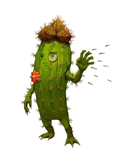 Pathfinder Leshy Art, Cactus Character Design, Leshy Pathfinder, Cactus Monster, Cactus Character, Plant Person, Pathfinder 2e, Plant Monster, Heroic Fantasy