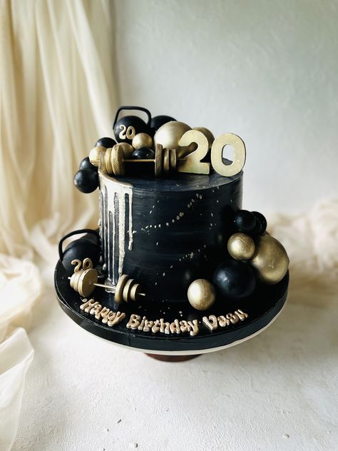 Birthday Cake 27 Men, Black Cake Birthday Men, Modern Birthday Cakes For Men, 18th Birthday Cake Boys, Gym Cake, Boyfriends Birthday Ideas, 19th Birthday Cakes, Birthday Cake With Flowers, 18th Birthday Cake