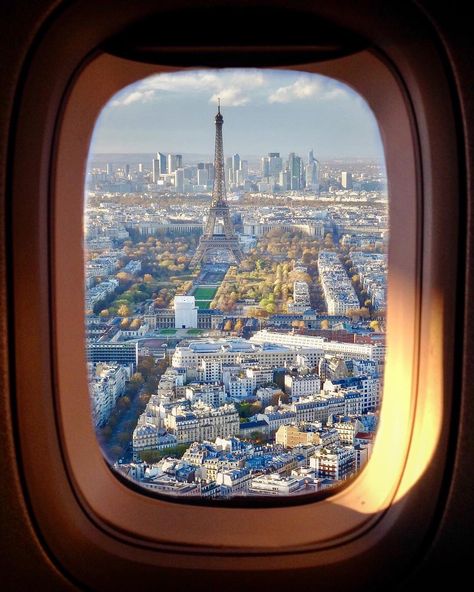 #paris #france Flight To Paris, Window View City, Eiffel Tower From Plane Window, Plane Window View, Paris Airplane View, Aeroplane Window View, Night Landscape Photography, Plane Photography, Paris View