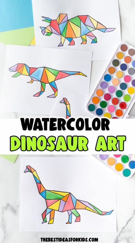 Create A Dinosaur, Dinosaur Art Ideas For Preschoolers, Dinosaur Theme Preschool Activities Art Projects, Dinosaur Art For Kindergarten, Save The Dinosaurs Activity, Fossil Art For Kids, Watercolor Dinosaurs, Dinosaur Art Ideas, Dinosaur Activity For Kids