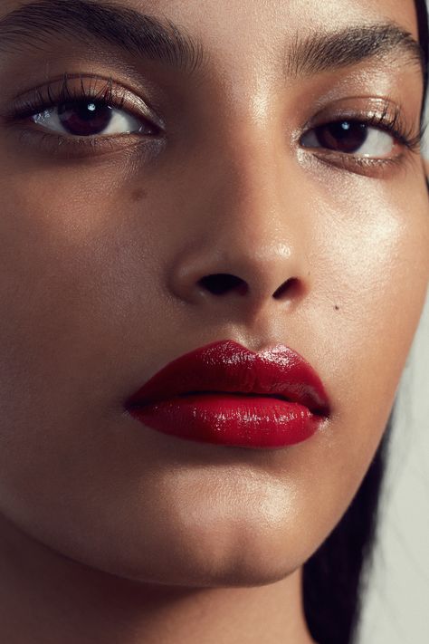 Vaibhavi Lath by Steven Popovich - September 19th, 2021 Lipstick Editorial, Clean Beauty Editorial, Minimalist Fashion Photography, Taylor James, Red Lipstick Makeup, Face References, Grazia Magazine, Bronze Makeup, Fresh Makeup