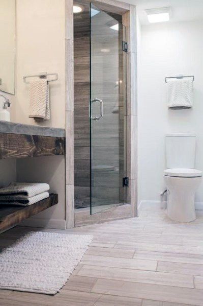 Top 60 Best Corner Shower Ideas - Bathroom Interior Designs Corner Shower Ideas, Bedroom Wood Floor, Rehab Addict, Bathroom Remodel Tile, Bathroom Remodel Shower, Corner Shower, Trendy Bathroom, Bad Design, Farmhouse Bathroom Decor