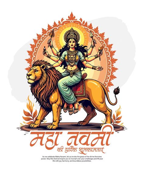 Durga Ashtami with Maa Durga Maha Navami Festival Celebration Social media Post banner template | Premium AI-generated vector Navratri Post, Maha Saptami, Durga Puja Greetings, Maha Navami, Durga Ashtami, Ram Navami, Digital Banner, Cultural Festival, Festival Inspiration