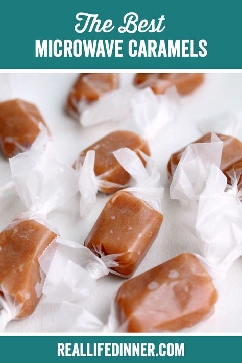 Why have I been slaving over a hot pot all these years for perfect caramels, These Microwave Caramels are OUT OF THIS WORLD and SOOOO EASY! ~ https://reallifedinner.com Soft Caramels Recipe, Homemade Caramel Candy, Microwave Caramel Corn, Homemade Caramel Recipes, Caramels Recipe, Soft Caramels, Homemade Caramels, Caramel Recipe Easy, Microwave Caramels