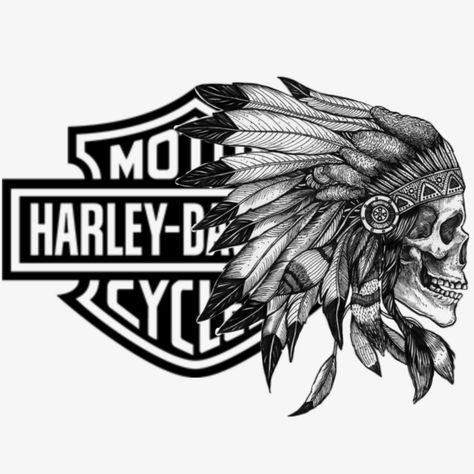 Skull On Motorcycle Tattoo, Harley Davidson Bar And Shield Tattoo, Harley Skull, Cat Scrapbook, Shield Tattoo, Harley Davidson Artwork, Motorcycle Tattoos, Native American Artwork, Harley Davidson Chopper